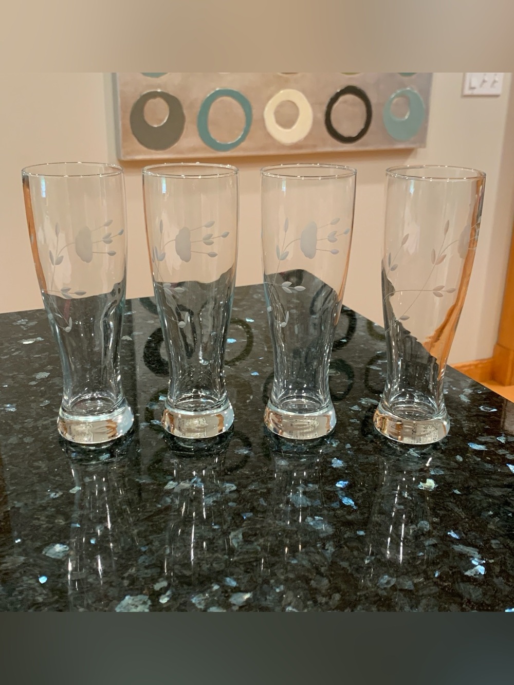 Rare Princess House Heritage #6135 Crystal Pilsner Beer Glasses Set of 4 EUC